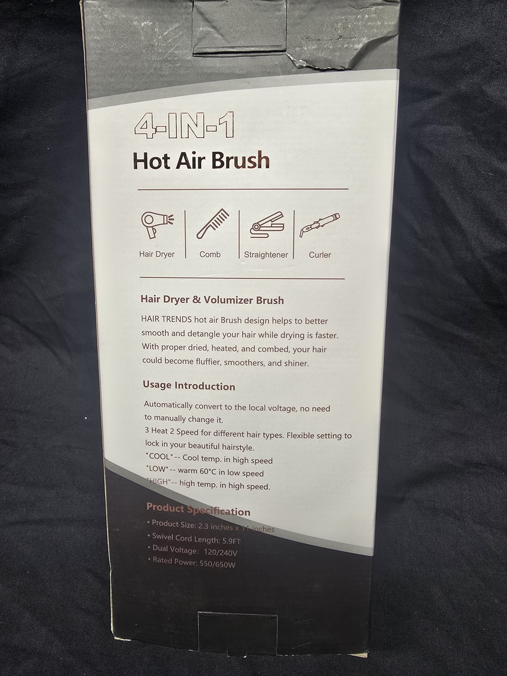 Hot Air Brush One-Step Hair Dryer & Volumizer - Black with Rose Gold - Picture 5 of 5